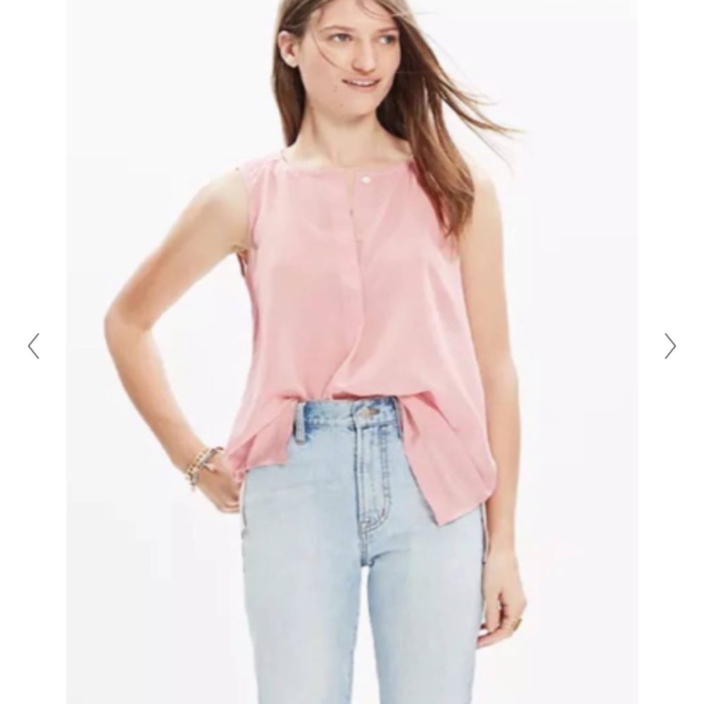 Madewell Blush Pink Silk Button Tank Sz S